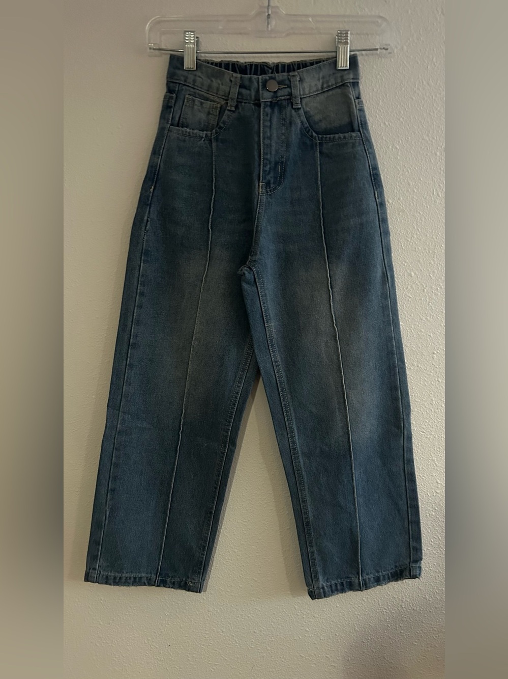 Kids Dark Blue High-Rise Straight Jeans